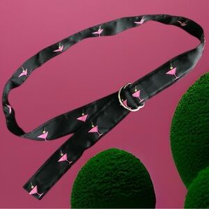 💖 Chic Black and Pink Martini Belt 💖